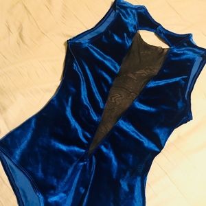 Royal blue velvet bodysuit (new)